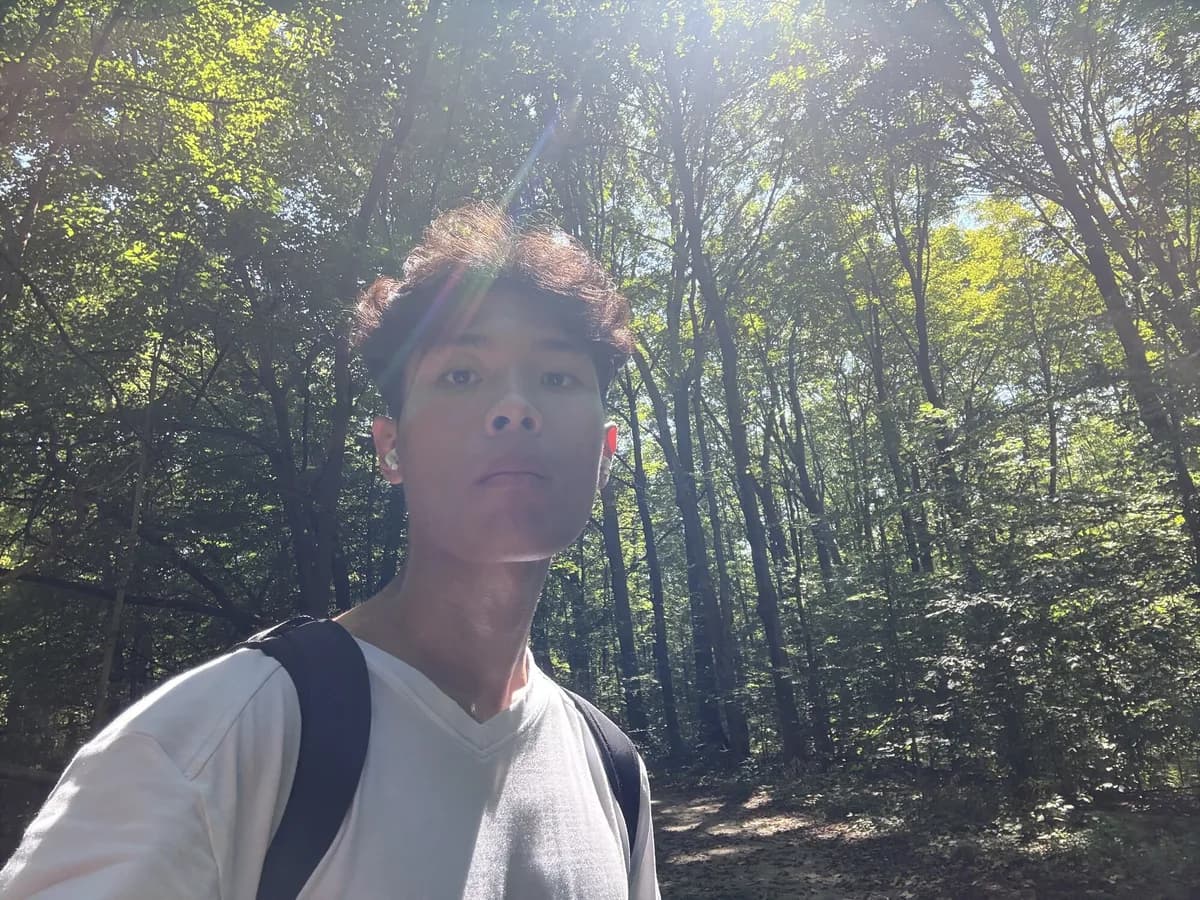 Hongda in the woods at Turkey Run